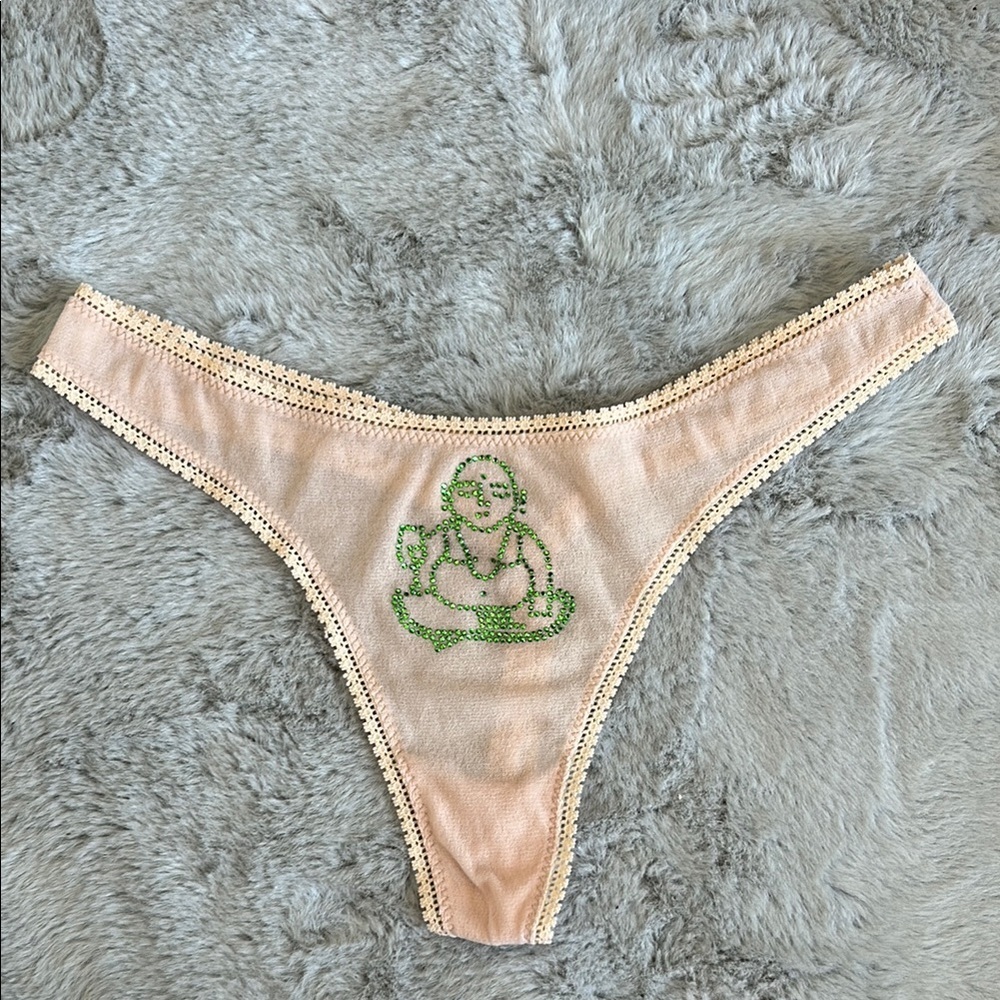 On Gossamer Mesh Buddha Crystal Design Panty